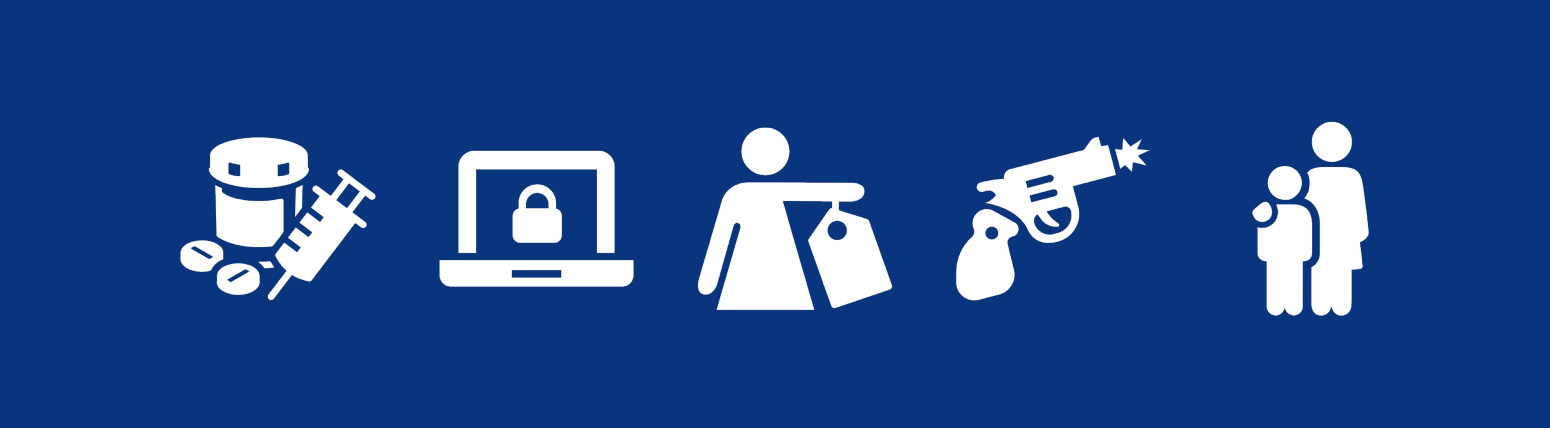 Symbols representing elements of criminal activity